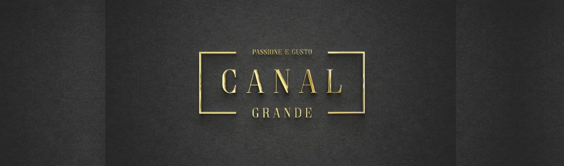 Markenzeichen des Canal Grande München in Gold auf dunklem Grund