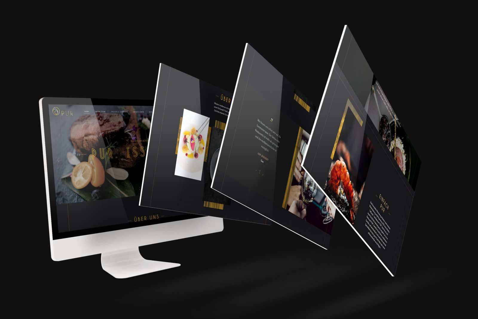 Website des Restaurant PUR in Regensburg auf Monitor, Laptop, Tablet und Smartphone